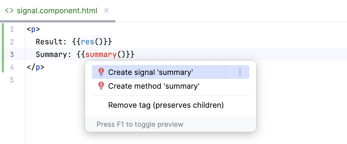 Create Angular signal: intention action Create Angular signal: intention action