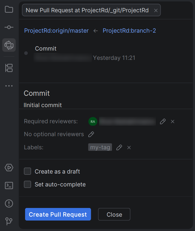 JetBrains Rider: New Azure DevOps pull request JetBrains Rider: New Azure DevOps pull request