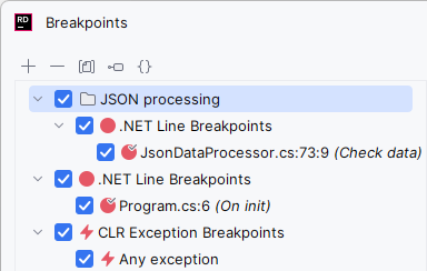 JetBrains Rider: grouping breakpoints JetBrains Rider: grouping breakpoints
