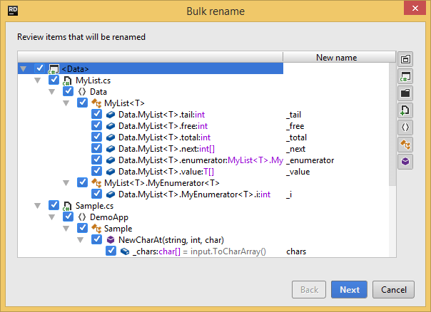 Fix in scope: bulk rename Fix in scope: bulk rename