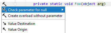 JetBrains Rider: Checking parameter for null JetBrains Rider: Checking parameter for null