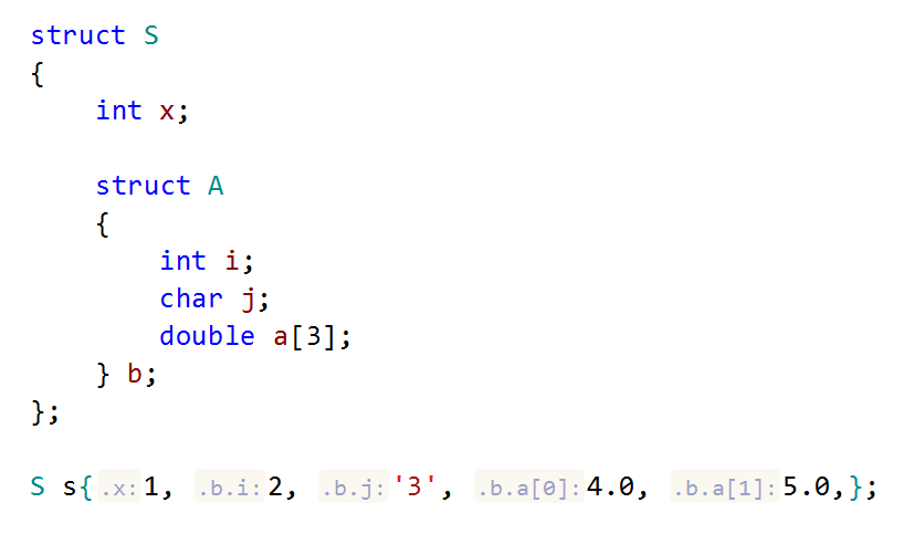 JetBrains Rider C++:聚合初始化中的参数名称提示 JetBrains Rider C++:聚合初始化中的参数名称提示