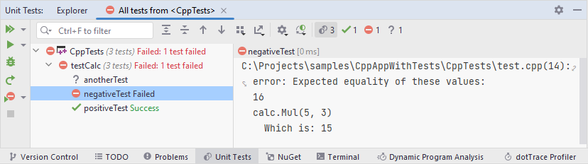 JetBrains Rider: Unit test sessions for C++ tests JetBrains Rider: Unit test sessions for C++ tests
