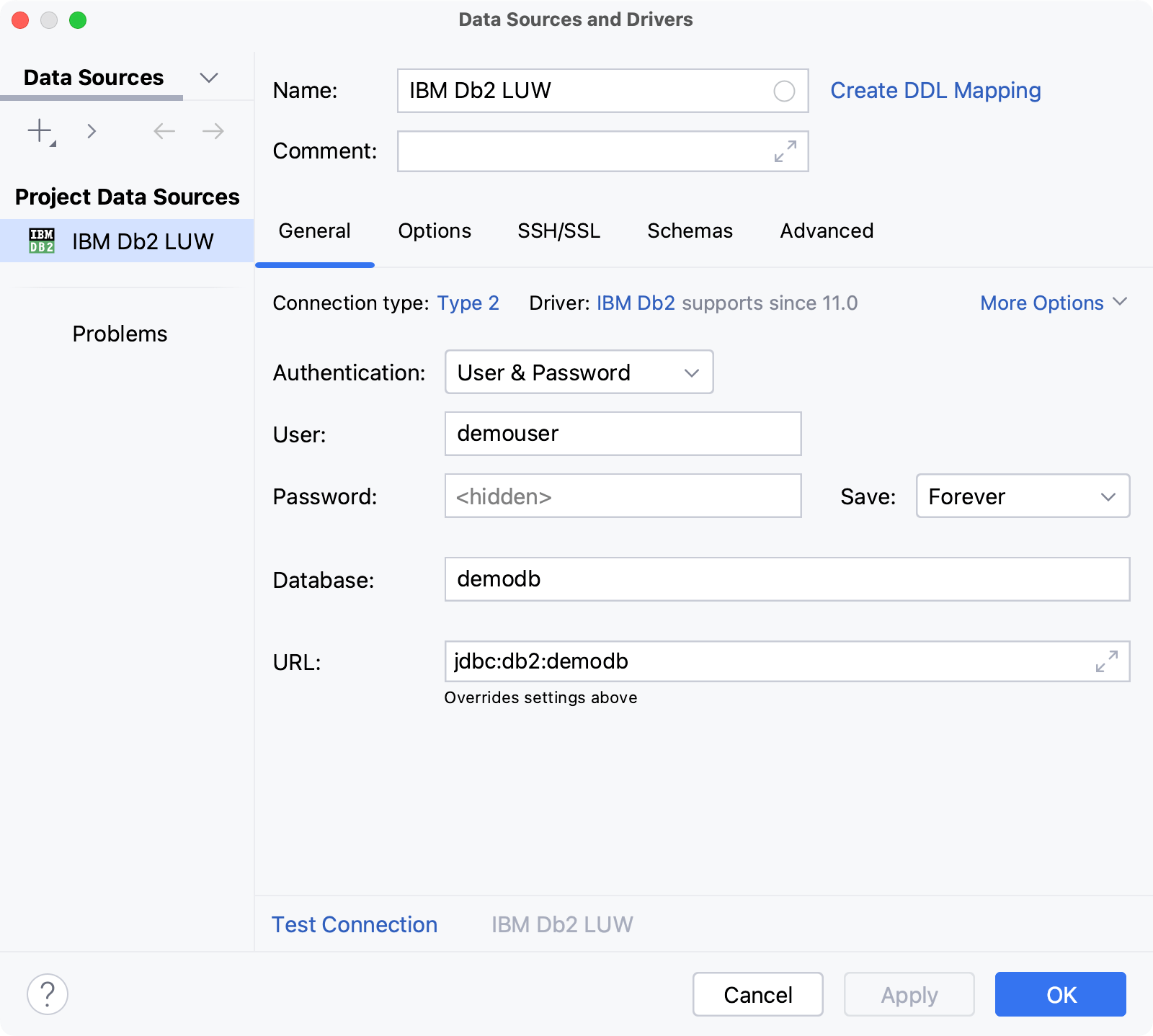 Database connection details Database connection details