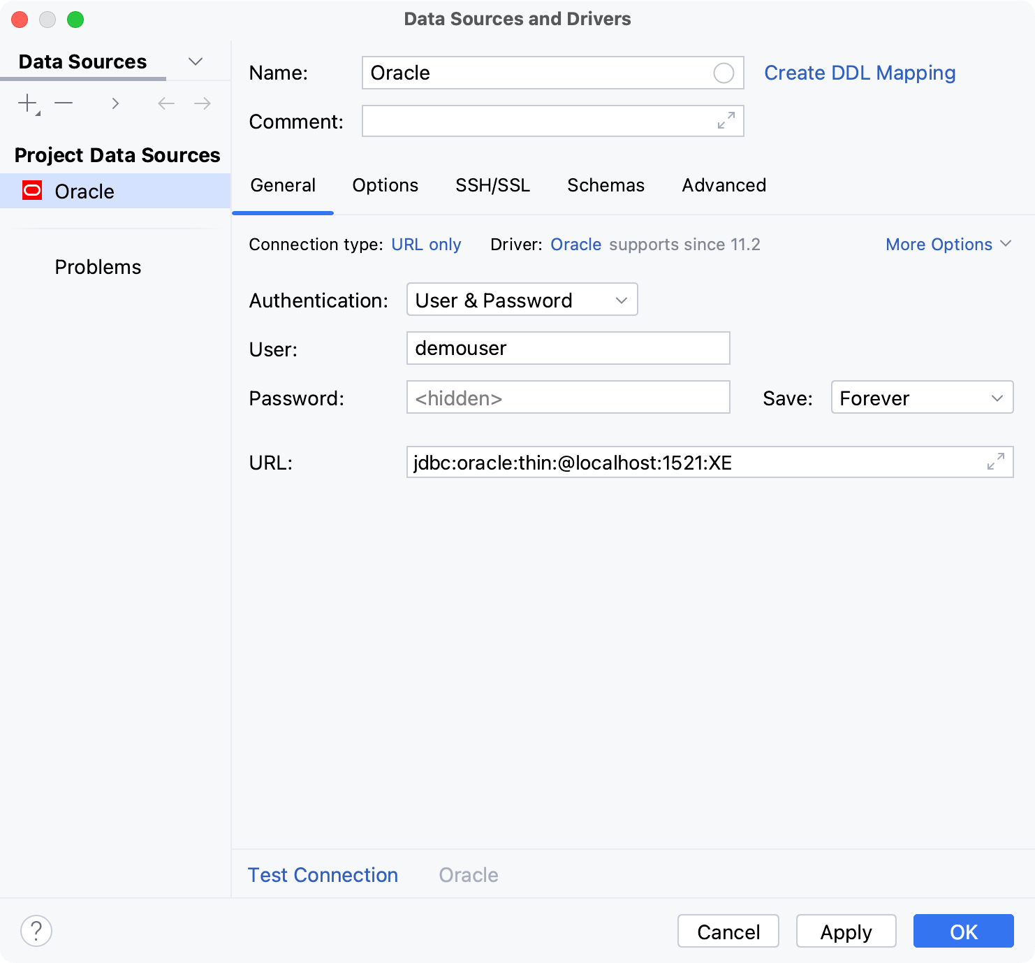 Database connection details Database connection details