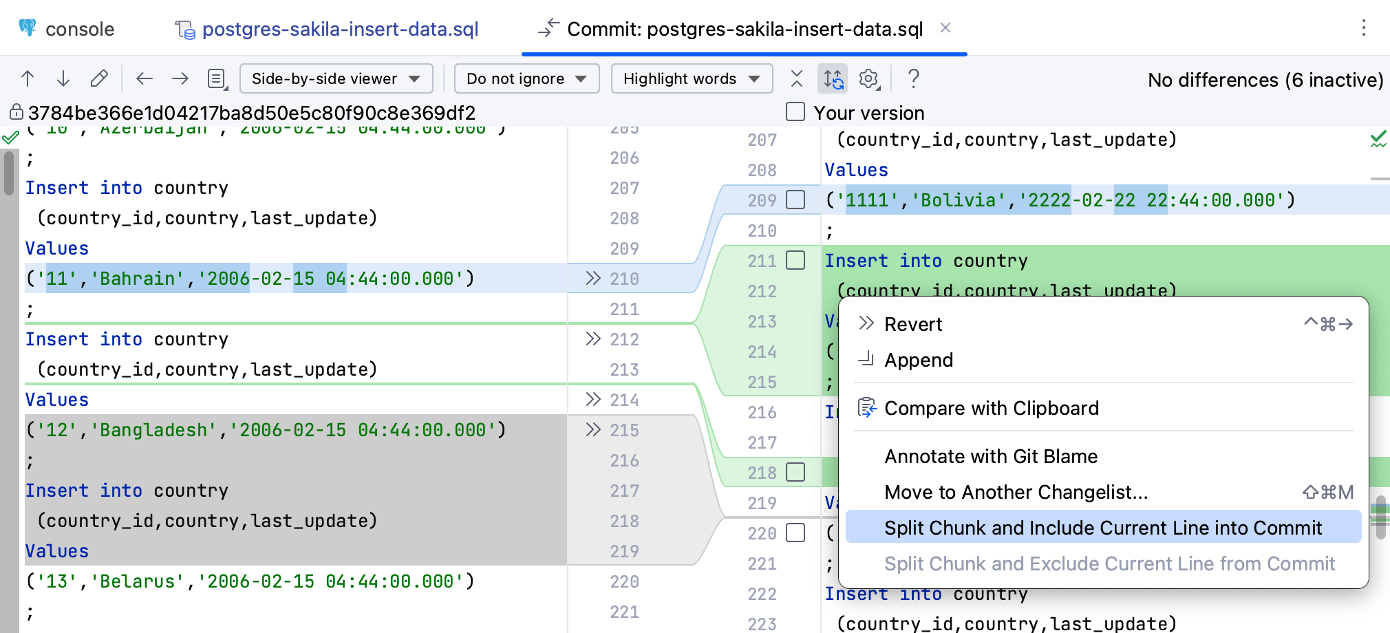 JetBrains Rider: An option to include the current line in commit in the context menu JetBrains Rider: An option to include the current line in commit in the context menu