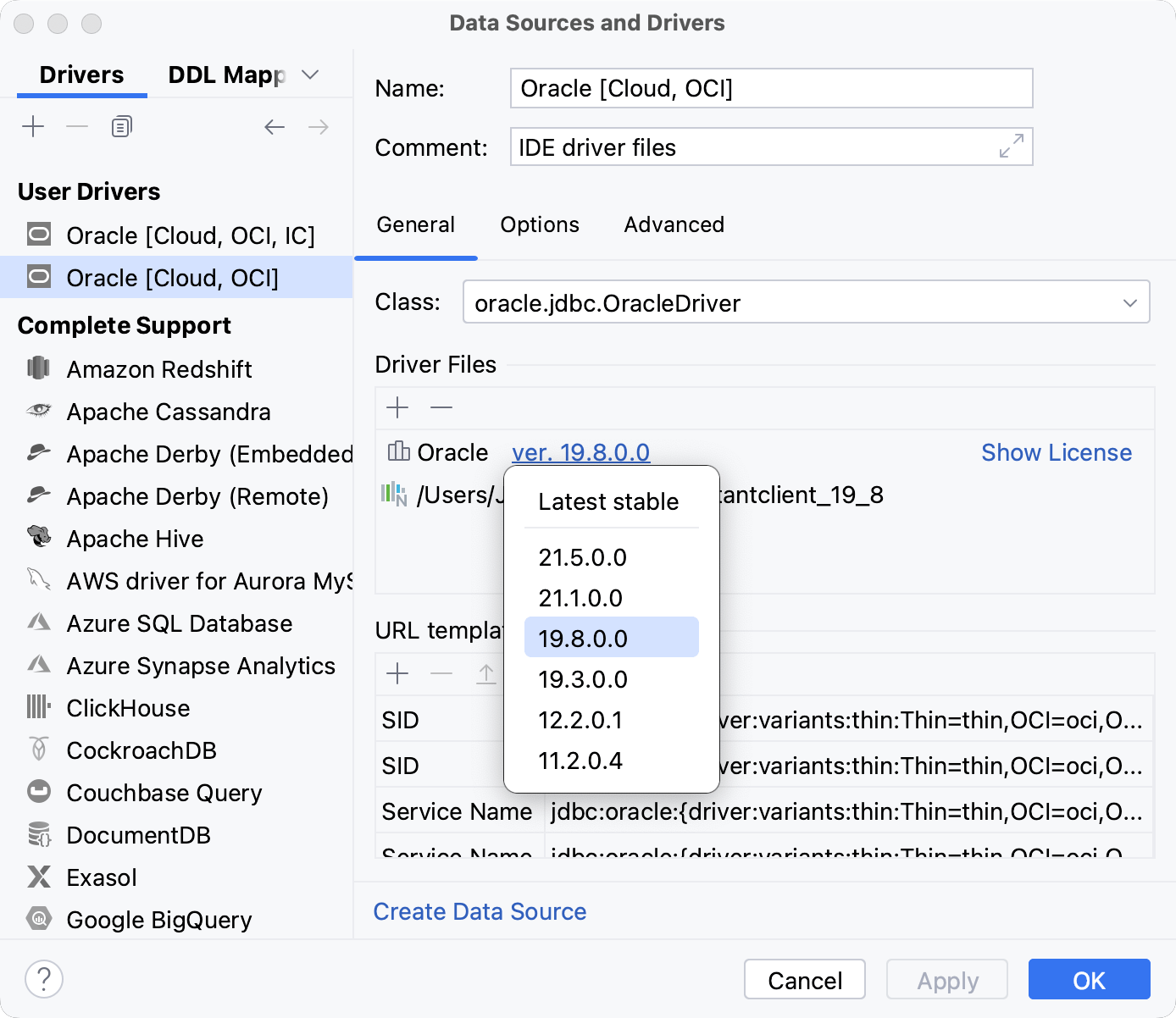 Driver file versions list for the IDE provided driver Driver file versions list for the IDE provided driver