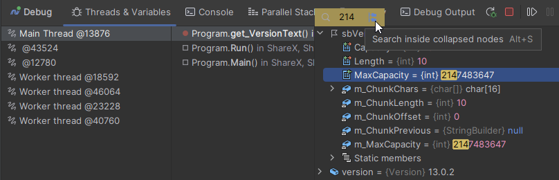 Search through values of complex objects in the Debug window Search through values of complex objects in the Debug window