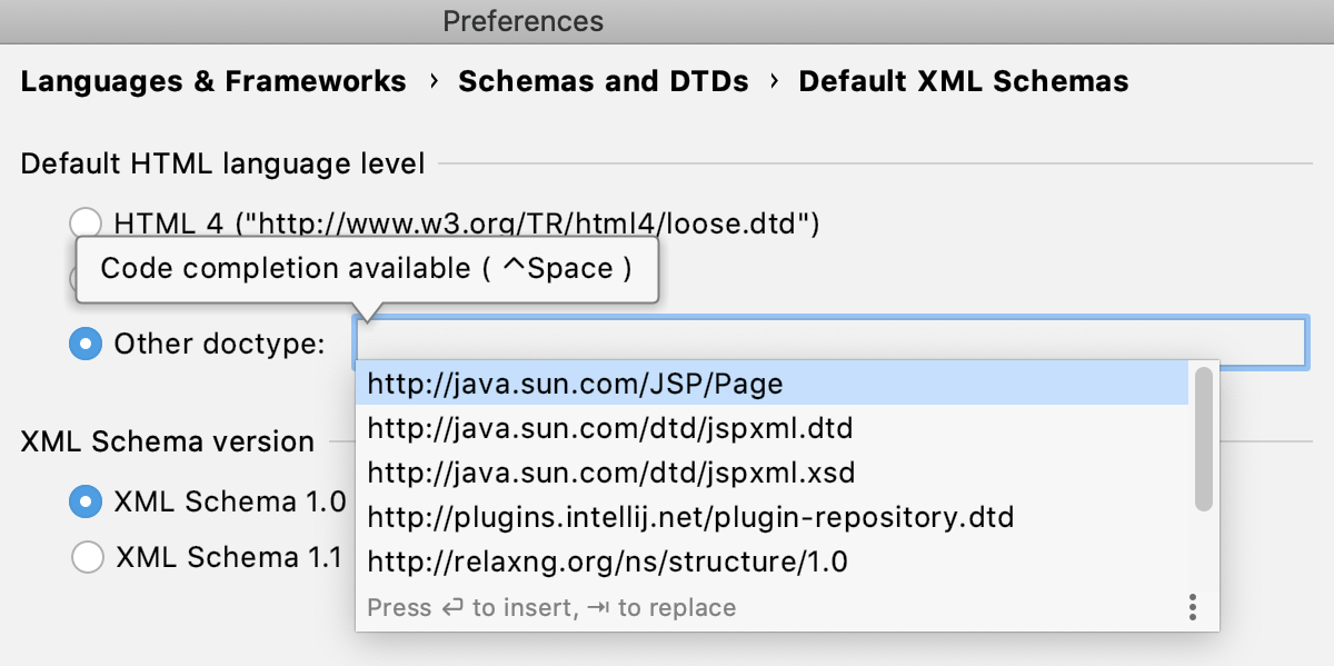Default HTML language level dialog Default HTML language level dialog