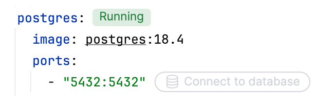 Service status in a Docker Compose file in the editor