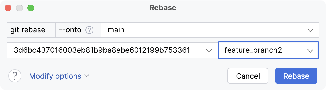 Choose the branch you want to rebase Choose the branch you want to rebase
