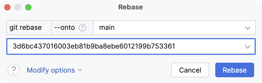 Specify commit hash with --onto Specify commit hash with --onto