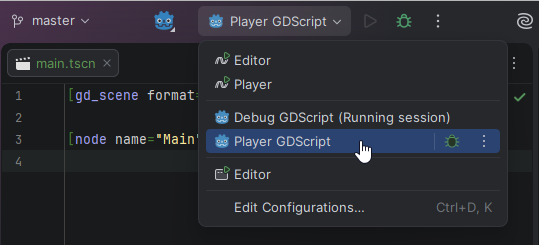 JetBrains&nbsp;Rider: Godot addon project. Run configurations