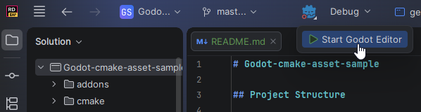 JetBrains&nbsp;Rider: Godot addon project. Start Godot editor