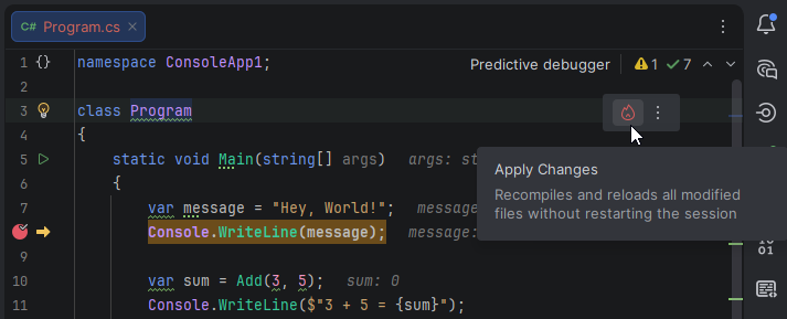 JetBrains Rider: Apply Hot Reload changes JetBrains Rider: Apply Hot Reload changes