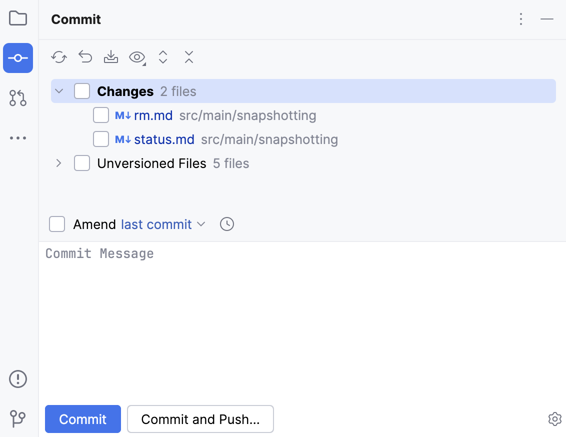 Commit tool window Commit tool window