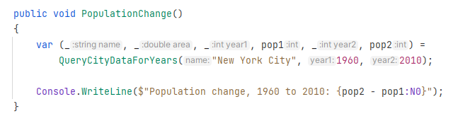 JetBrains Rider: Inlay hints for discard names JetBrains Rider: Inlay hints for discard names