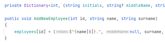 JetBrains Rider: Inlay hints for tuple component names JetBrains Rider: Inlay hints for tuple component names