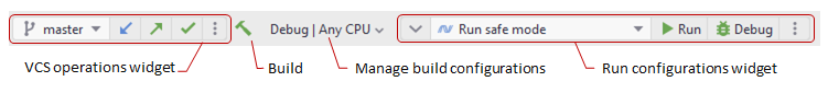 JetBrains Rider: main toolbar JetBrains Rider: main toolbar