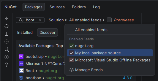 Rider: choosing NuGet package sources Rider: choosing NuGet package sources