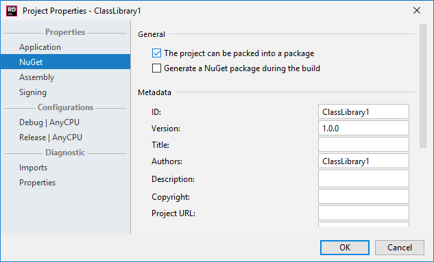 JetBrains Rider: Configuring NuGet properties for a .NET project JetBrains Rider: Configuring NuGet properties for a .NET project