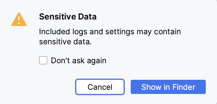 the Sensitive Data dialog the Sensitive Data dialog