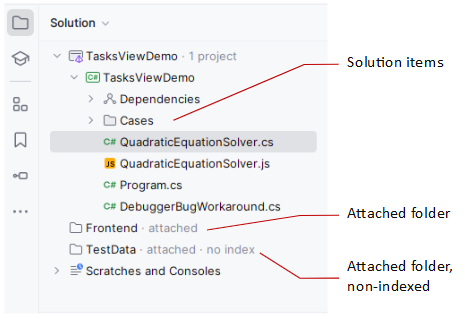 JetBrains Rider: Solution Explorer JetBrains Rider: Solution Explorer