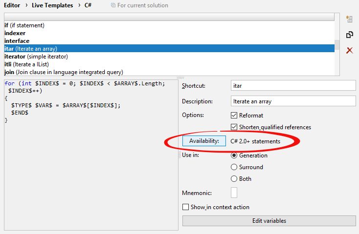 JetBrains Rider: Template scopes JetBrains Rider: Template scopes