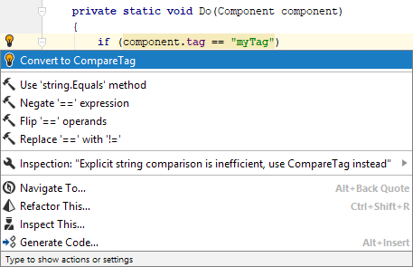 Compare tag quick-fix Compare tag quick-fix