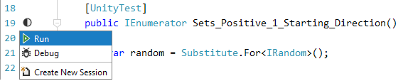 Unity test context menu Unity test context menu