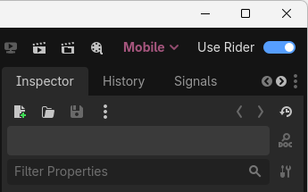 JetBrains&nbsp;Rider: 'Use Rider' toggle on the Godot editor toolbar