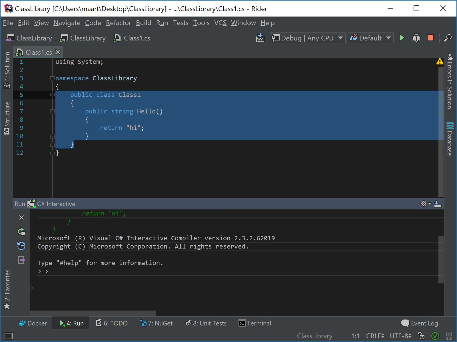 JetBrains&nbsp;Rider: Using C# Interactive
