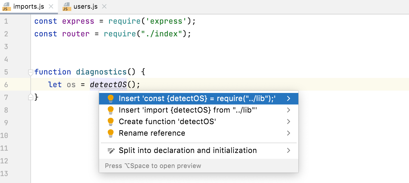 Quick fix: select import style Quick fix: select import style