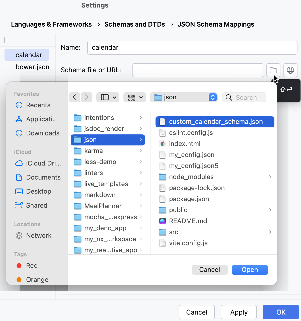 Specify a Schema file Specify a Schema file