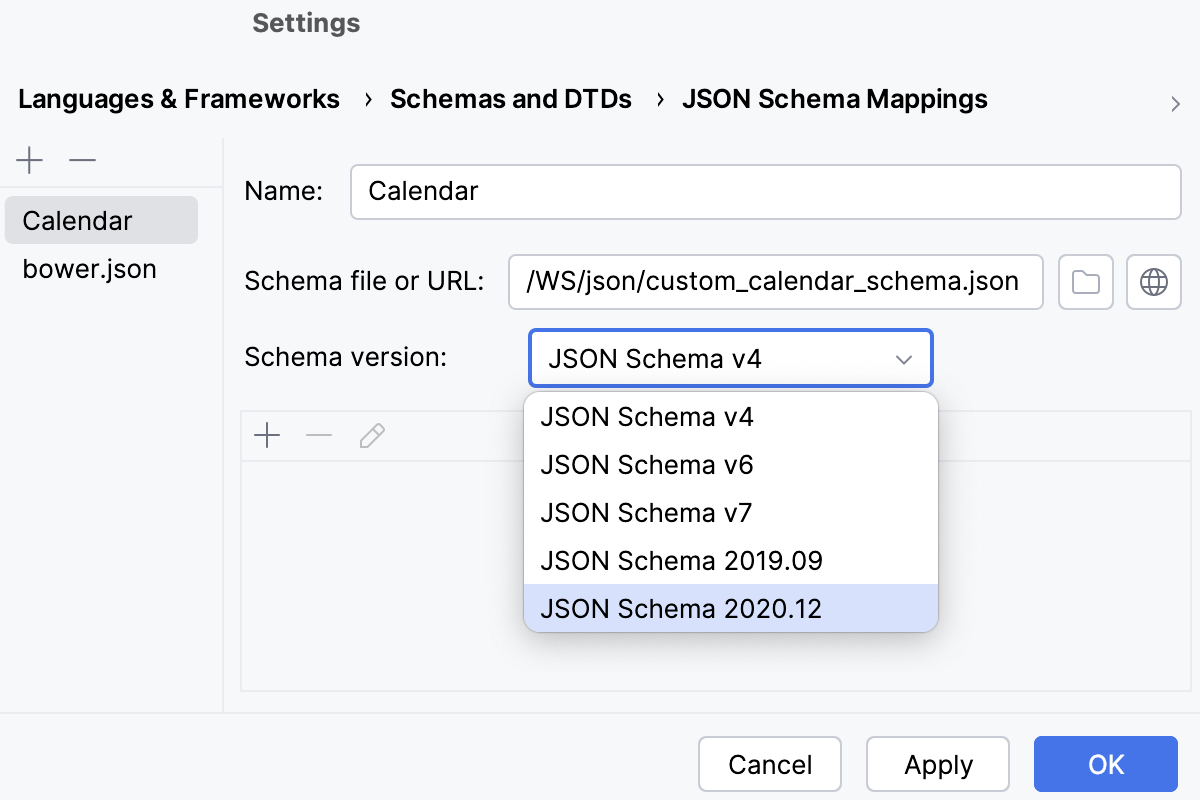 Select the Schema version Select the Schema version