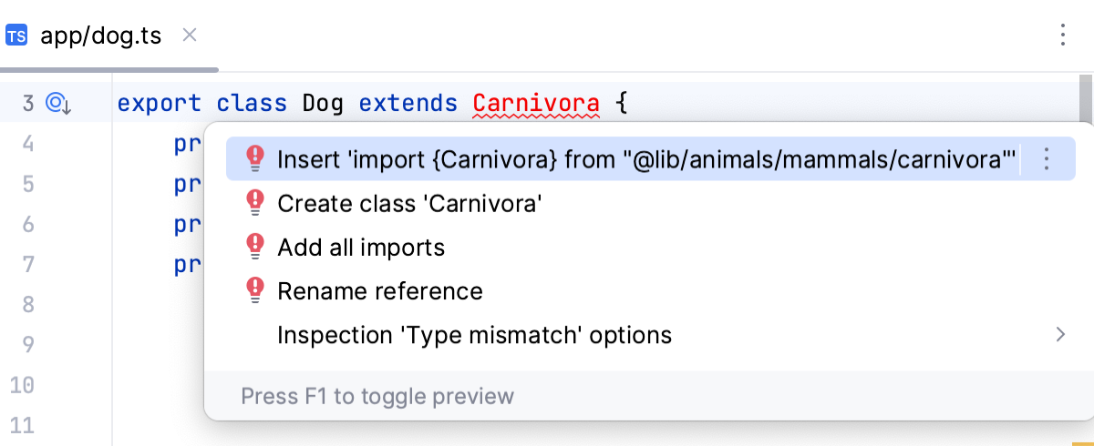 Auto import with quick-fix: no choices Auto import with quick-fix: no choices