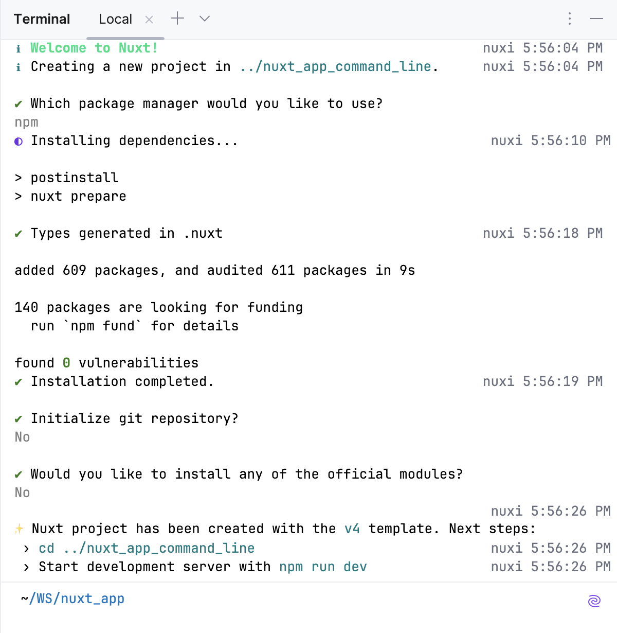 Nuxt project wizard