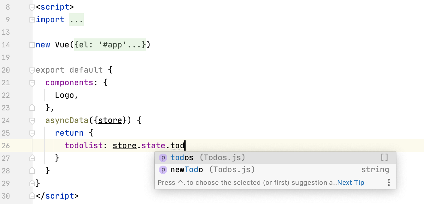 Code completion for Vuex store Code completion for Vuex store
