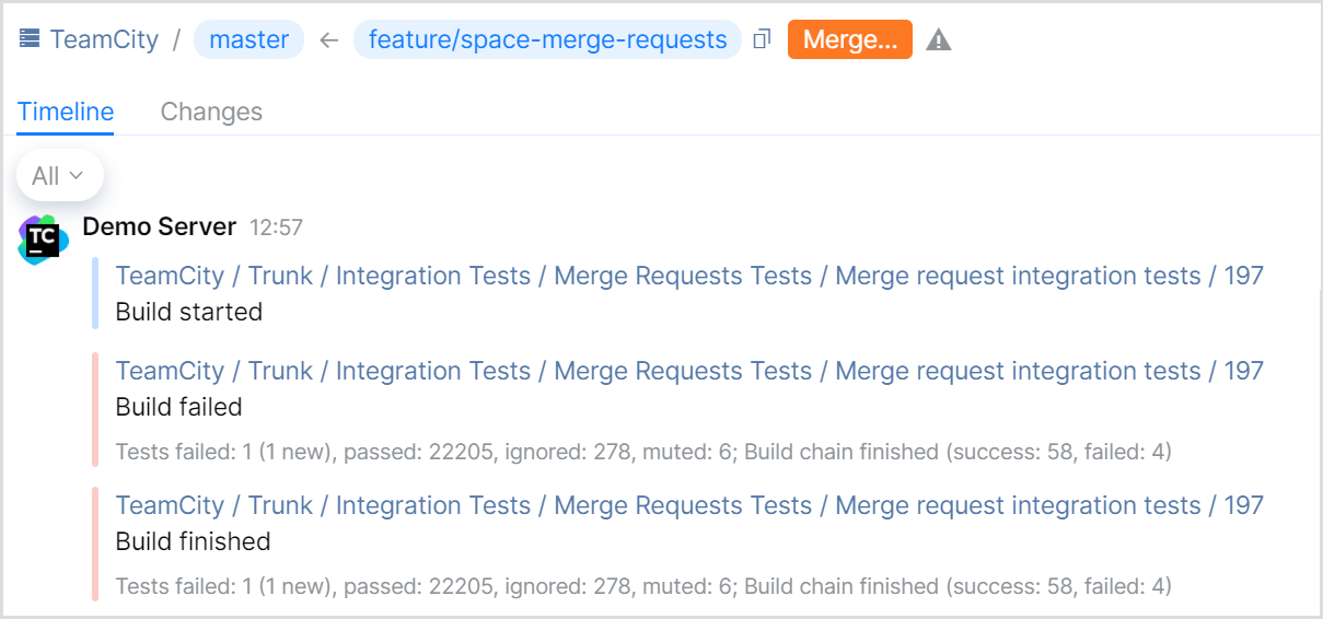 Space merge request timeline