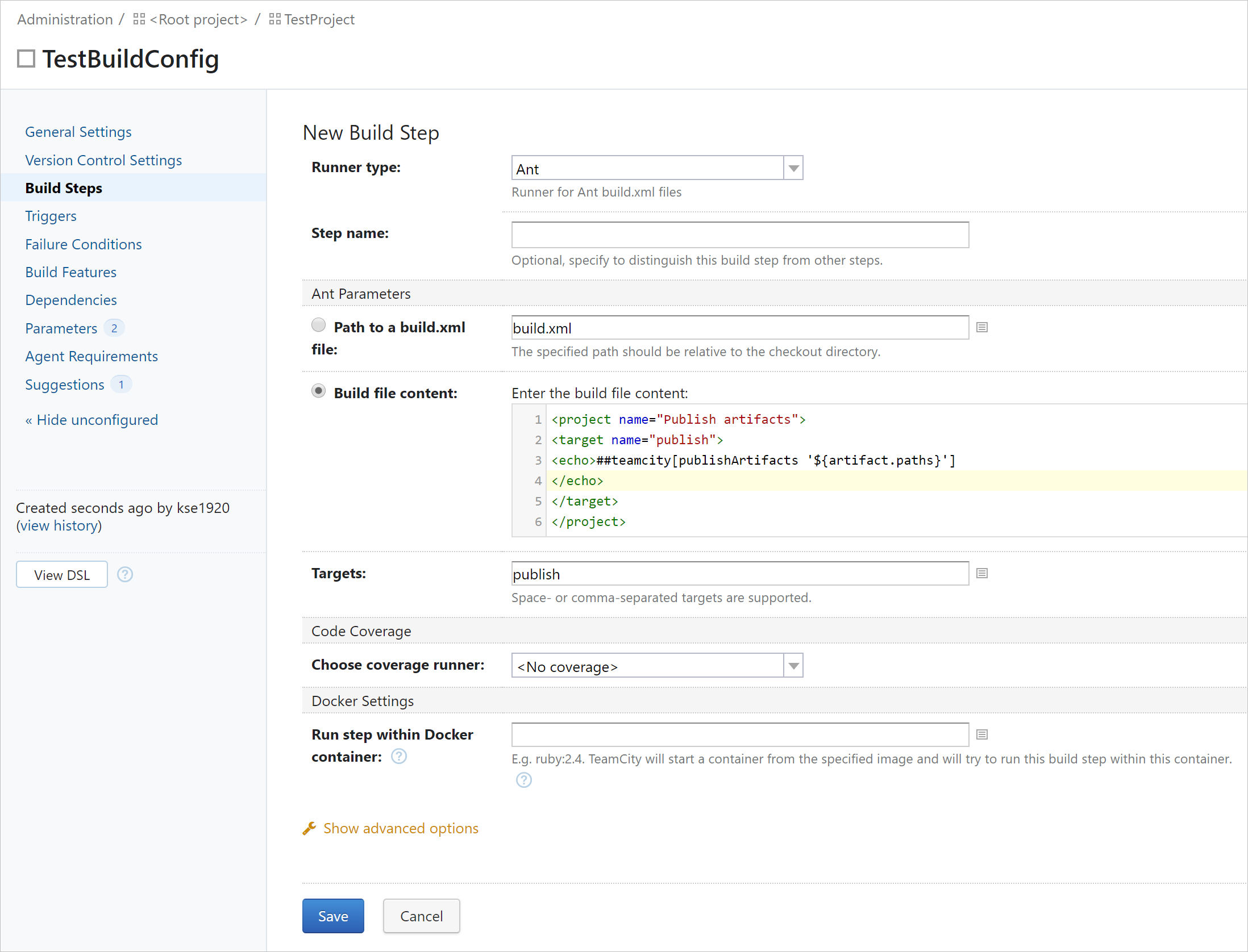 Adding Ant build step Adding Ant build step