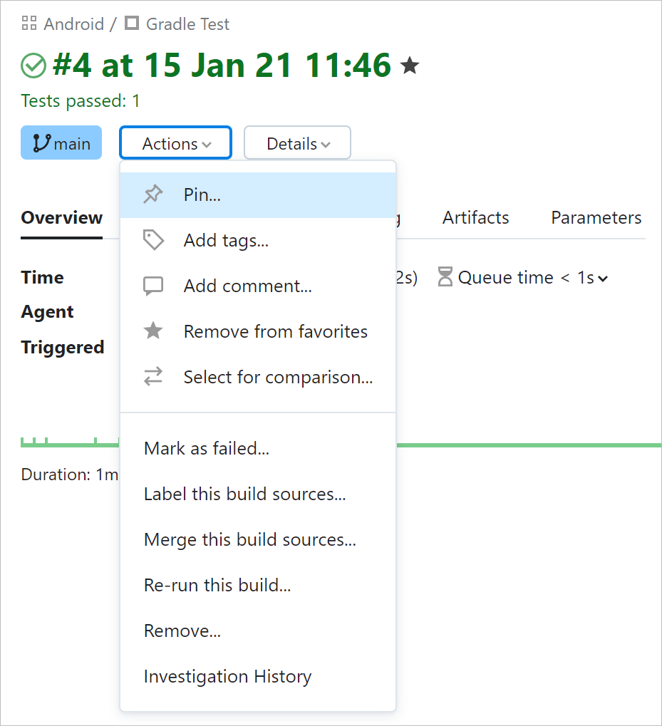 Build Actions Menu Build Actions Menu