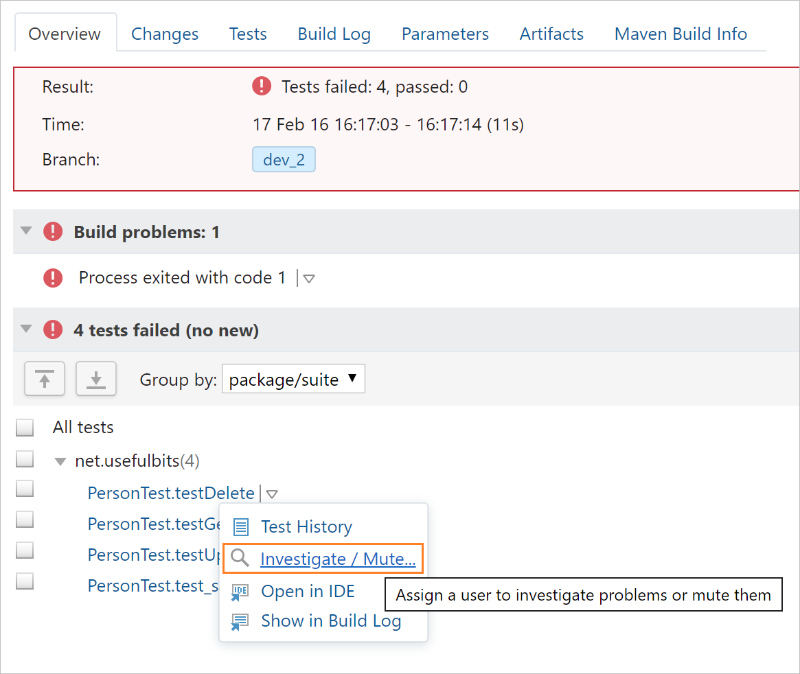 Investigate/mute a build problem Investigate/mute a build problem