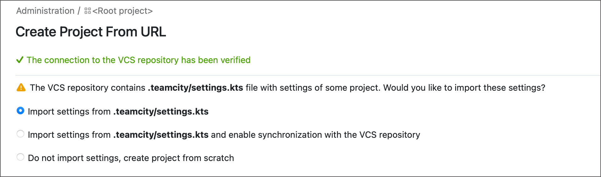 Importing Kotlin settings when creating a project from URL Importing Kotlin settings when creating a project from URL