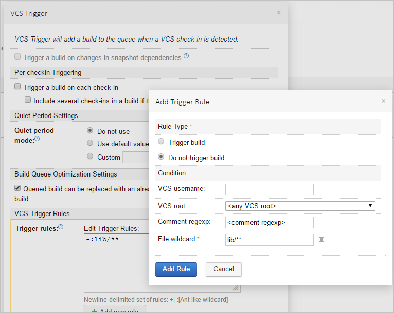 Adding trigger rule Adding trigger rule