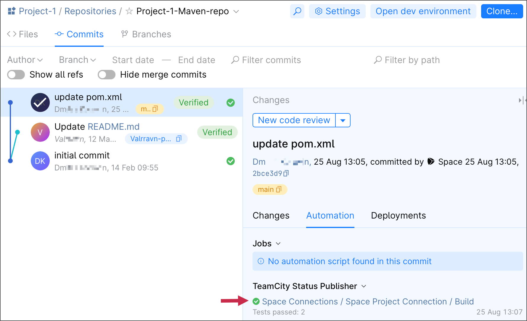 Publish Space build statuses Publish Space build statuses