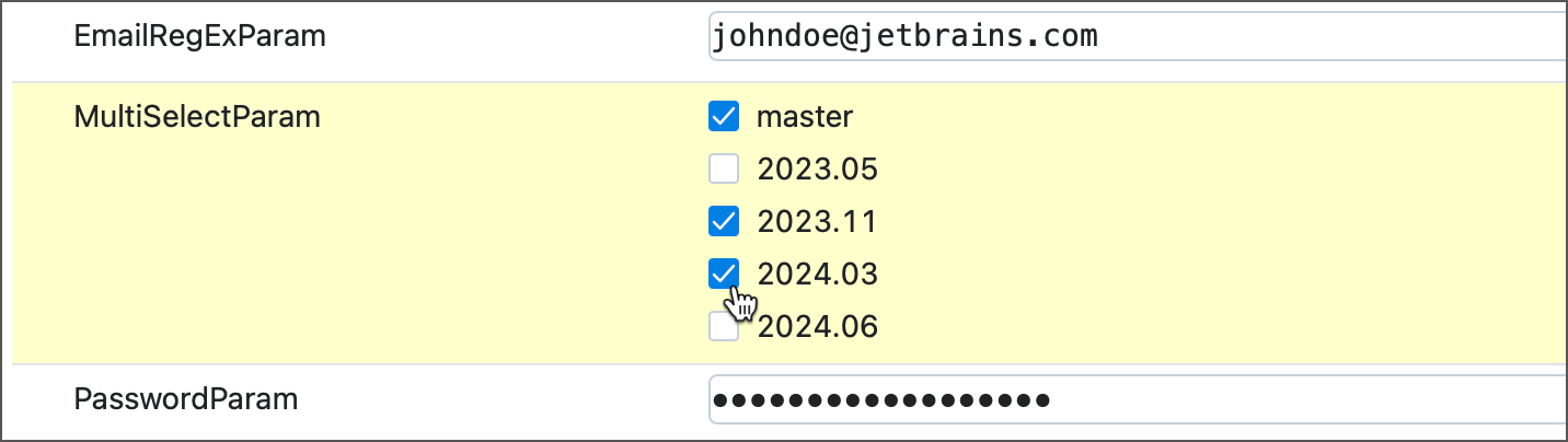 Multiselect parameter Multiselect parameter