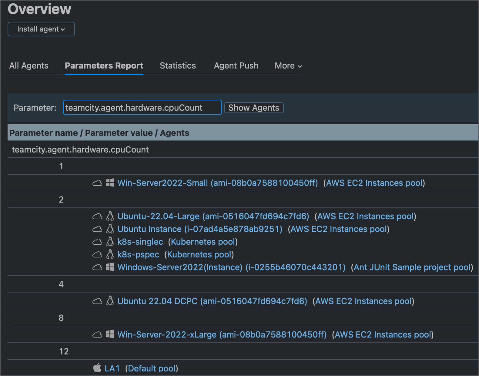 Check the specific on agents Check the specific on agents