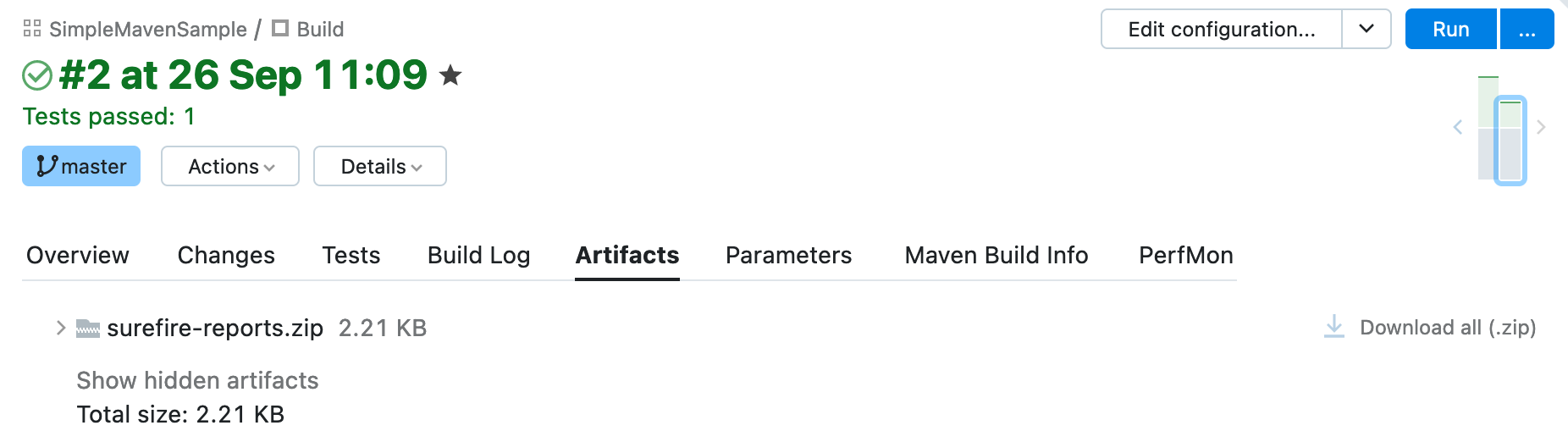 构建结果中的工件