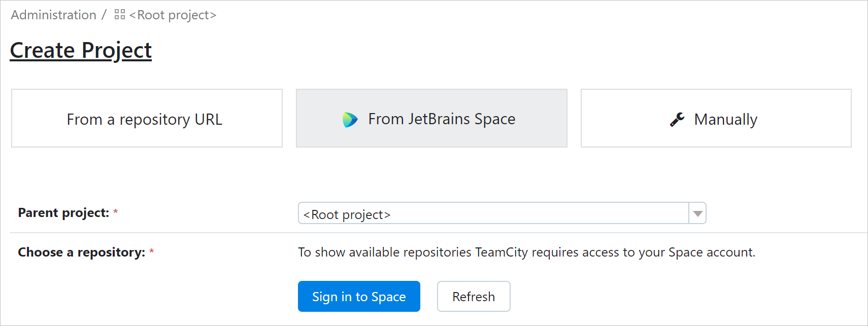 从 Space 仓库中创建一个项目