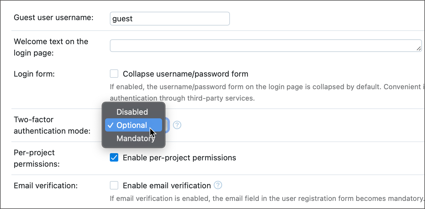 可用的 2FA 模式